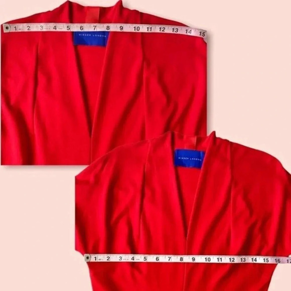 Winser London Flared Bow Detail Midi Dress Red - Picture 5 of 14